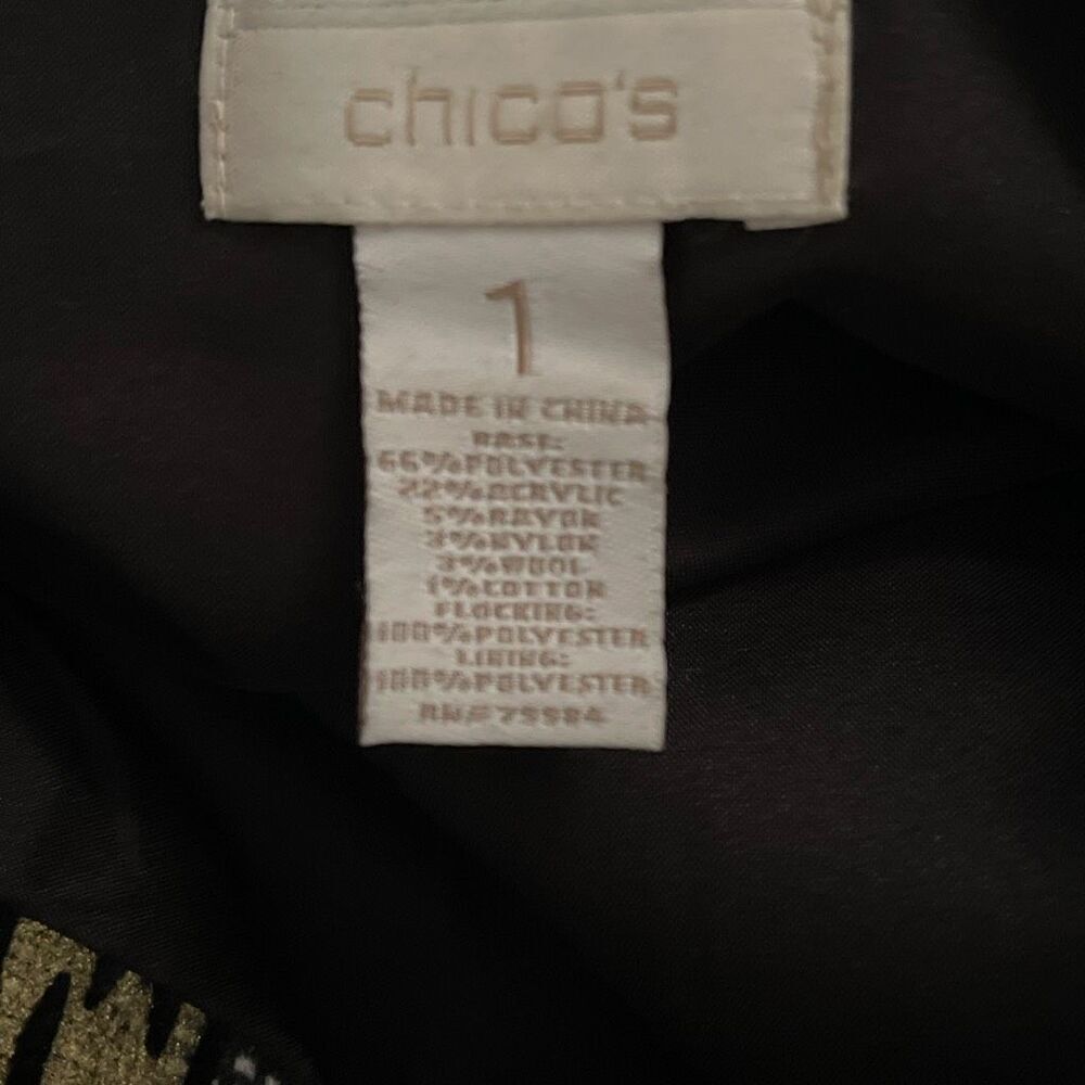 Chicos Women’s Mid Length Riders Style Flocked Jacket/Coat - Picture 10 of 11